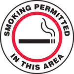 Accuform Slip-Gard SMOKING PERMITTED IN THIS AREA Round Floor Sign, Red, 17"Dia. (MFS730)