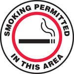 Accuform Slip-Gard SMOKING PERMITTED IN THIS AREA Round Floor Sign, Red, 8"Dia. (MFS807)