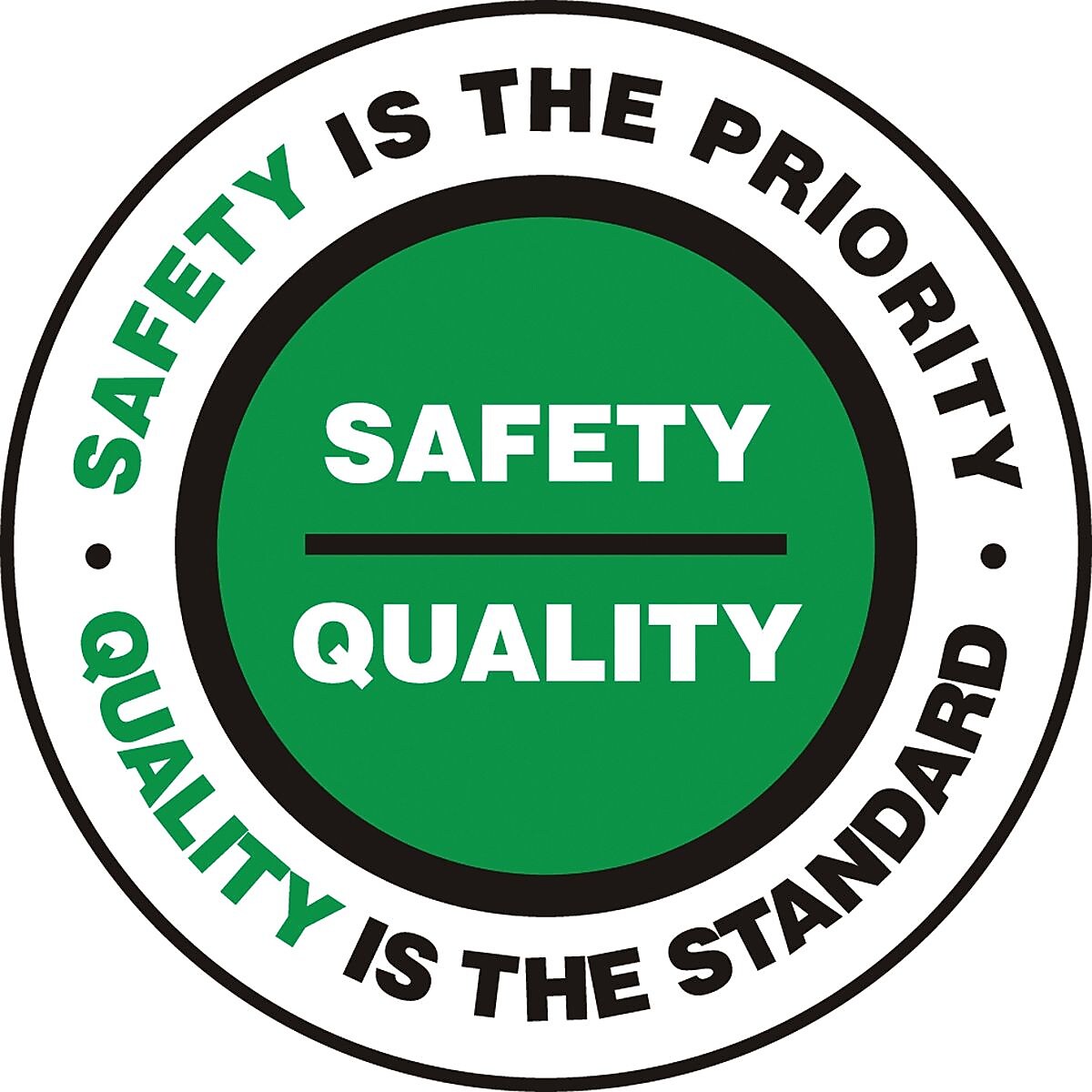 Accuform Slip-Gard SAFETY IS THE PRIORTY QUALITY IS..Floor Sign, BLK/WHT/Green, 17"Dia. (MFS742)