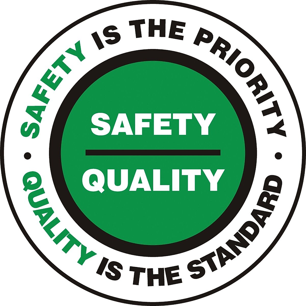 Accuform Slip-Gard SAFETY IS THE PRIORITY QUALITY..Round Floor Sign, BLK/Green/White, 8"Dia. (MFS817)