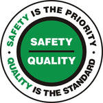 Accuform Slip-Gard SAFETY IS THE PRIORITY QUALITY..Round Floor Sign, BLK/Green/White, 8"Dia. (MFS817)