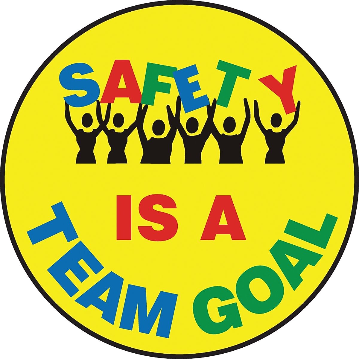 Accuform Slip-Gard SAFETY IS A TEAM GOAL Round Floor Sign, Multicolor/Yellow, 17"Dia. (MFS746)