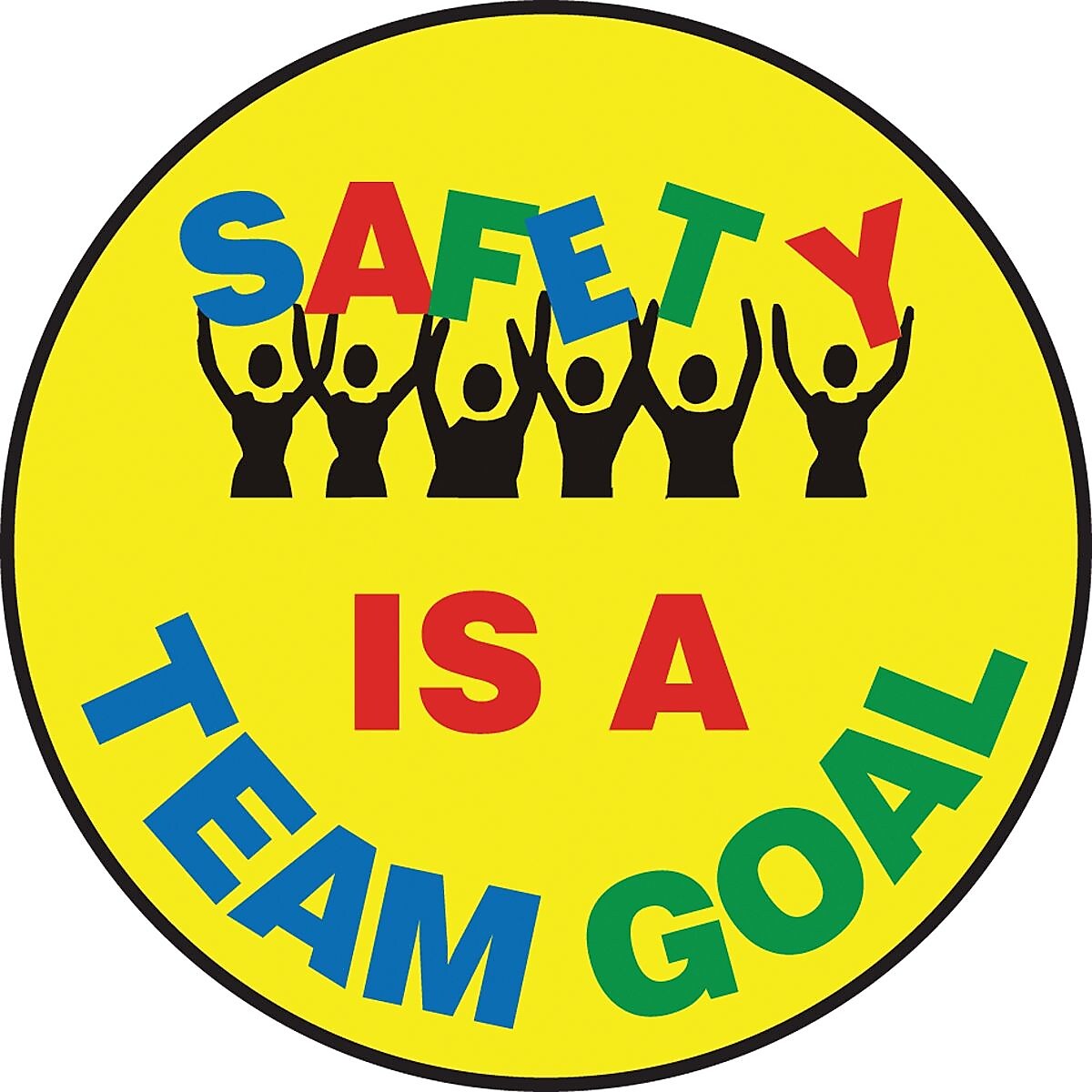 Accuform Slip-Gard SAFETY IS A TEAM GOAL Round Floor Sign, Multicolor/Yellow, 8"Dia. (MFS802)