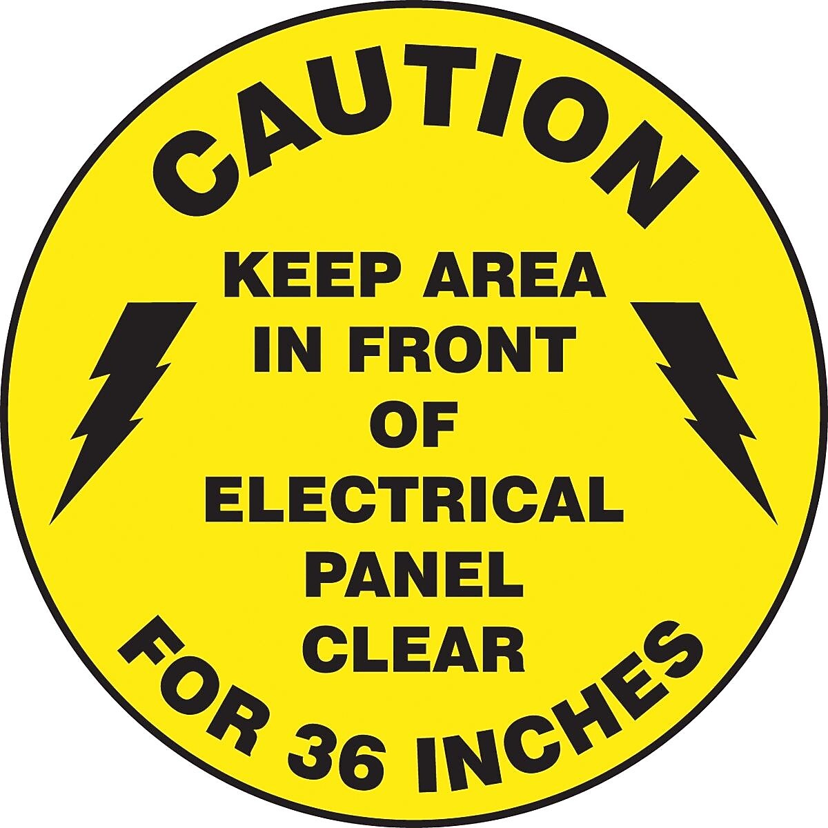 Accuform Slip-Gard CAUTION KEEP AREA IN FRONT OF.. Round Floor Sign, Black/Yellow, 8"Dia. (MFS865)