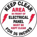 Accuform Signs® Slip-Gard™ KEEP CLEAR AREA IN FRONT.. Round Floor Sign, Black/Red/White, 8"Dia.