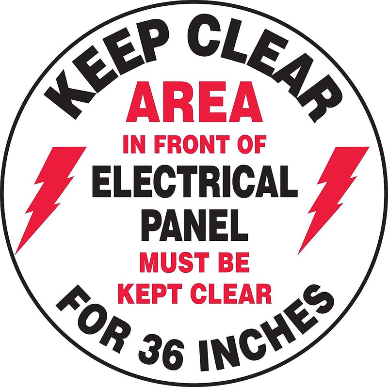 Accuform Signs® Slip-Gard™ KEEP CLEAR AREA IN FRONT.. Round Floor Sign, Black/Red/White, 8"Dia.