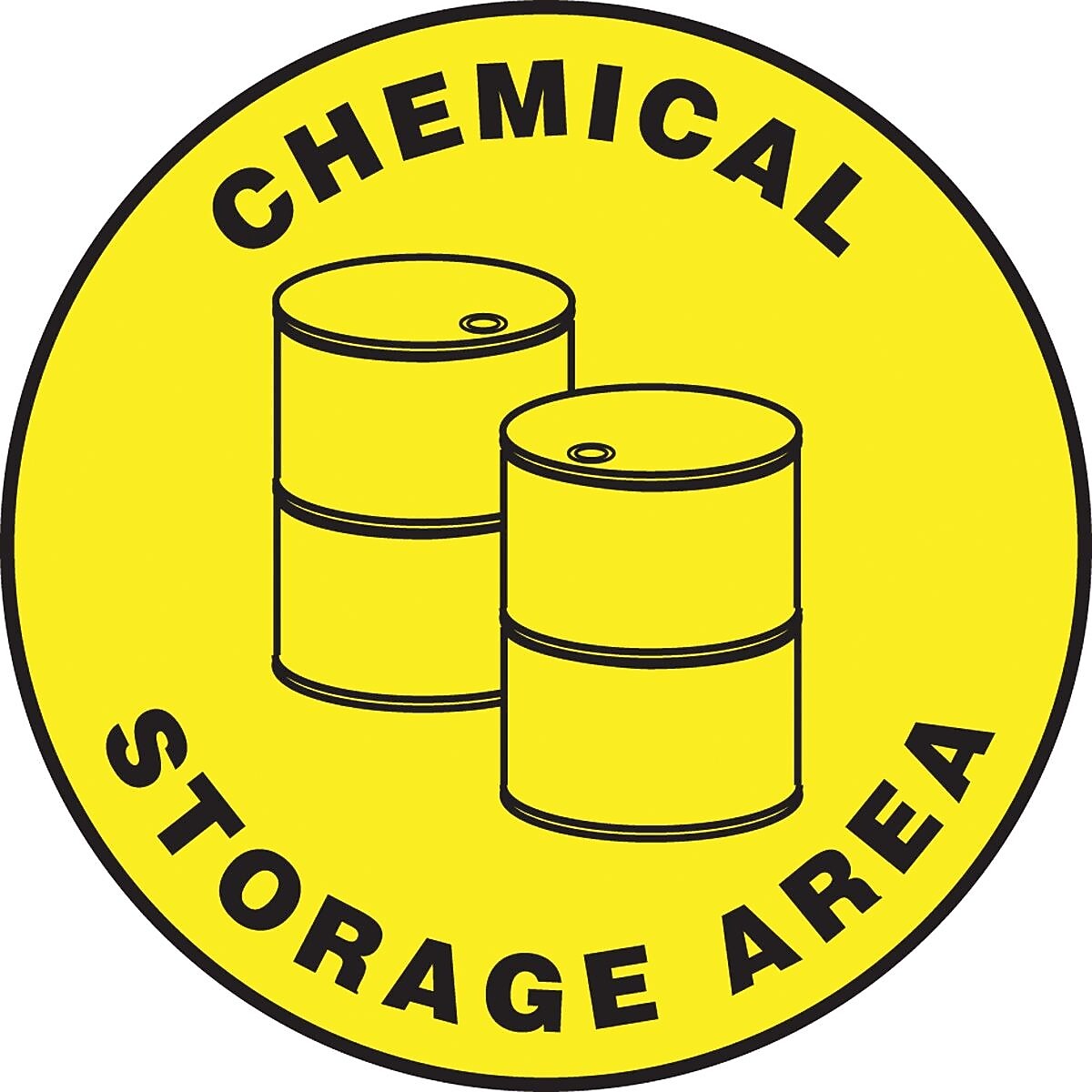 Accuform Slip-Gard CHEMICAL STORAGE AREA Round Floor Sign, Black/Yellow, 17"Dia. (MFS1217)