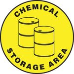Accuform Slip-Gard CHEMICAL STORAGE AREA Round Floor Sign, Black/Yellow, 17"Dia. (MFS1217)