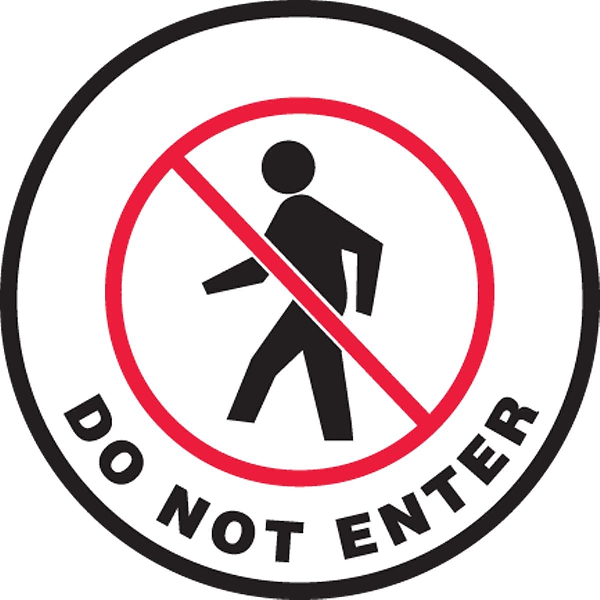 Accuform Slip-Gard DO NOT ENTER Round Floor Sign, Black/Red/White, 8"Dia. (MFS0408) (MFS0408)