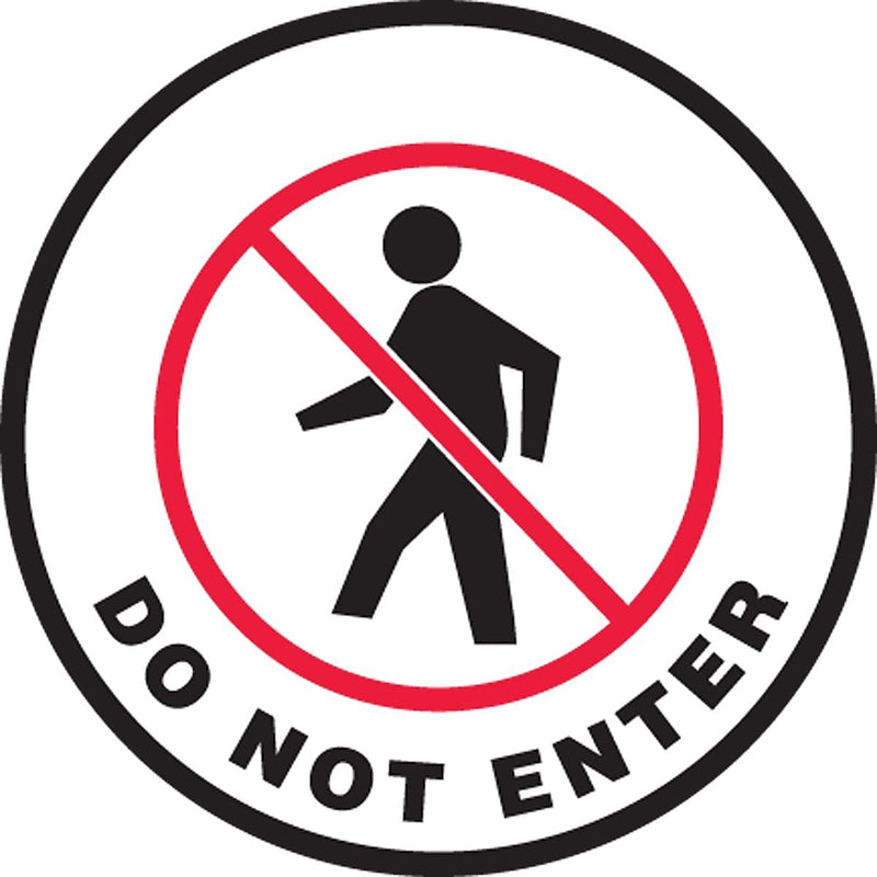 Accuform Slip-Gard DO NOT ENTER Round Floor Sign, Black/Red/White, 8"Dia. (MFS0408) (MFS0408)