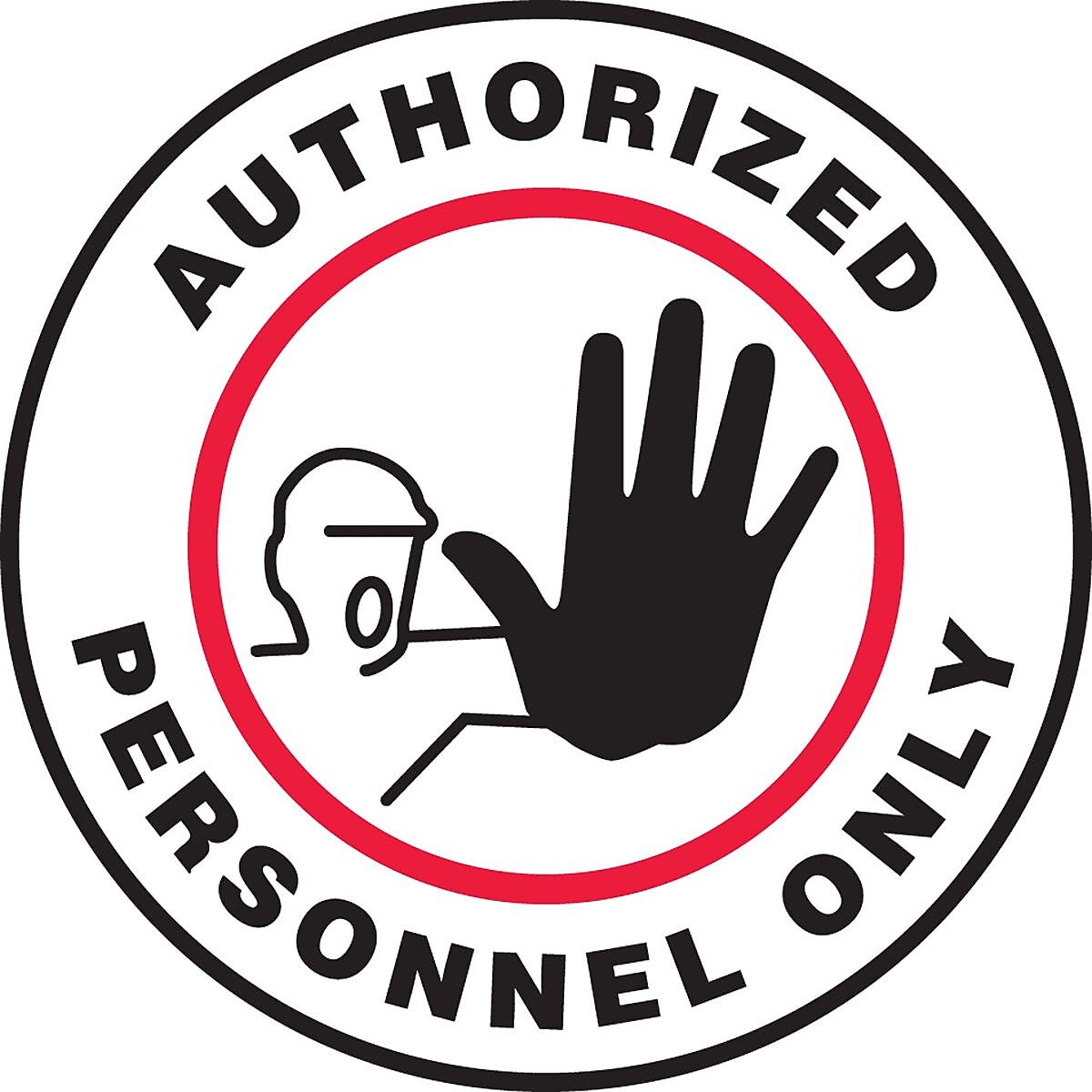 Accuform Slip-Gard AUTHORIZED PERSONNEL ONLY Round Floor Sign, Black/Red/White, 17"Dia. (MFS0217)