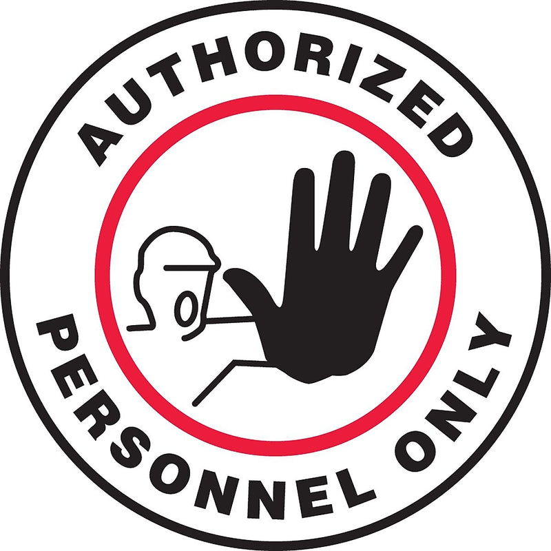 Accuform Slip-Gard AUTHORIZED PERSONNEL ONLY Round Floor Sign, Black/Red/White, 17"Dia. (MFS0217)