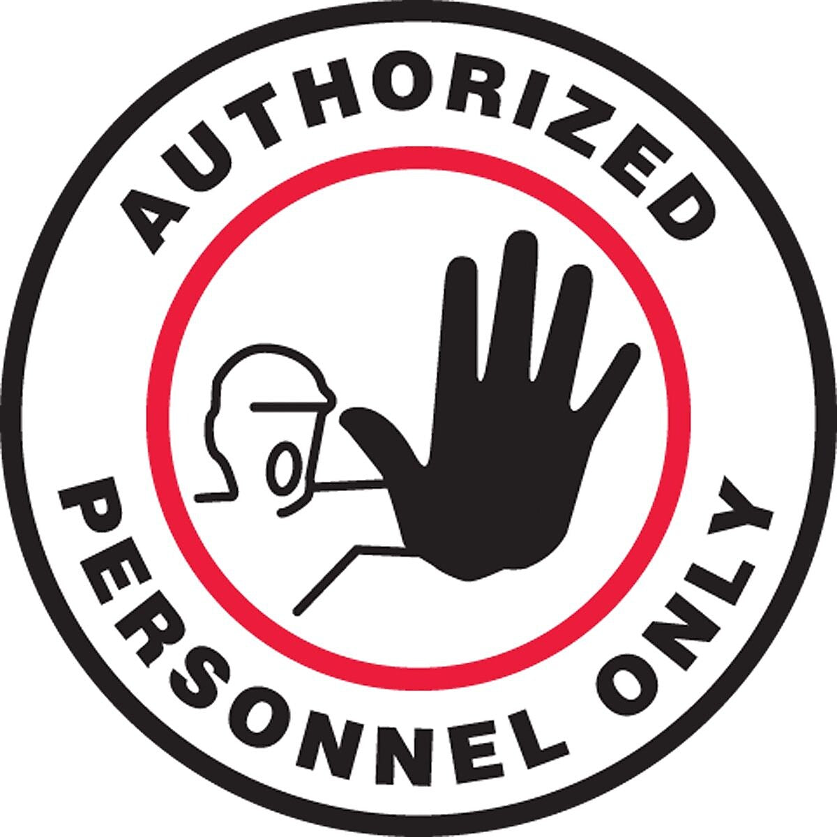 Accuform Signs® Slip-Gard™ AUTHORIZED PERSONNEL ONLY Round Floor Sign, Black/Red/White, 8"Dia., 1/Pack (MFS0208)