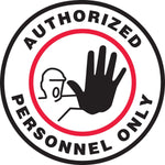 Accuform Signs® Slip-Gard™ AUTHORIZED PERSONNEL ONLY Round Floor Sign, Black/Red/White, 8"Dia., 1/Pack (MFS0208)