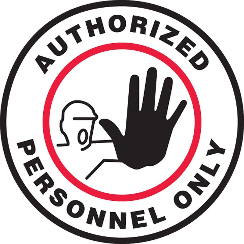 Accuform Signs® Slip-Gard™ AUTHORIZED PERSONNEL ONLY Round Floor Sign, Black/Red/White, 8"Dia., 1/Pack (MFS0208)