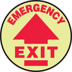 Accuform Slip-Gard EMERGENCY EXIT Round Floor Sign, Red/Yellow, 17"Dia. (MFS761)