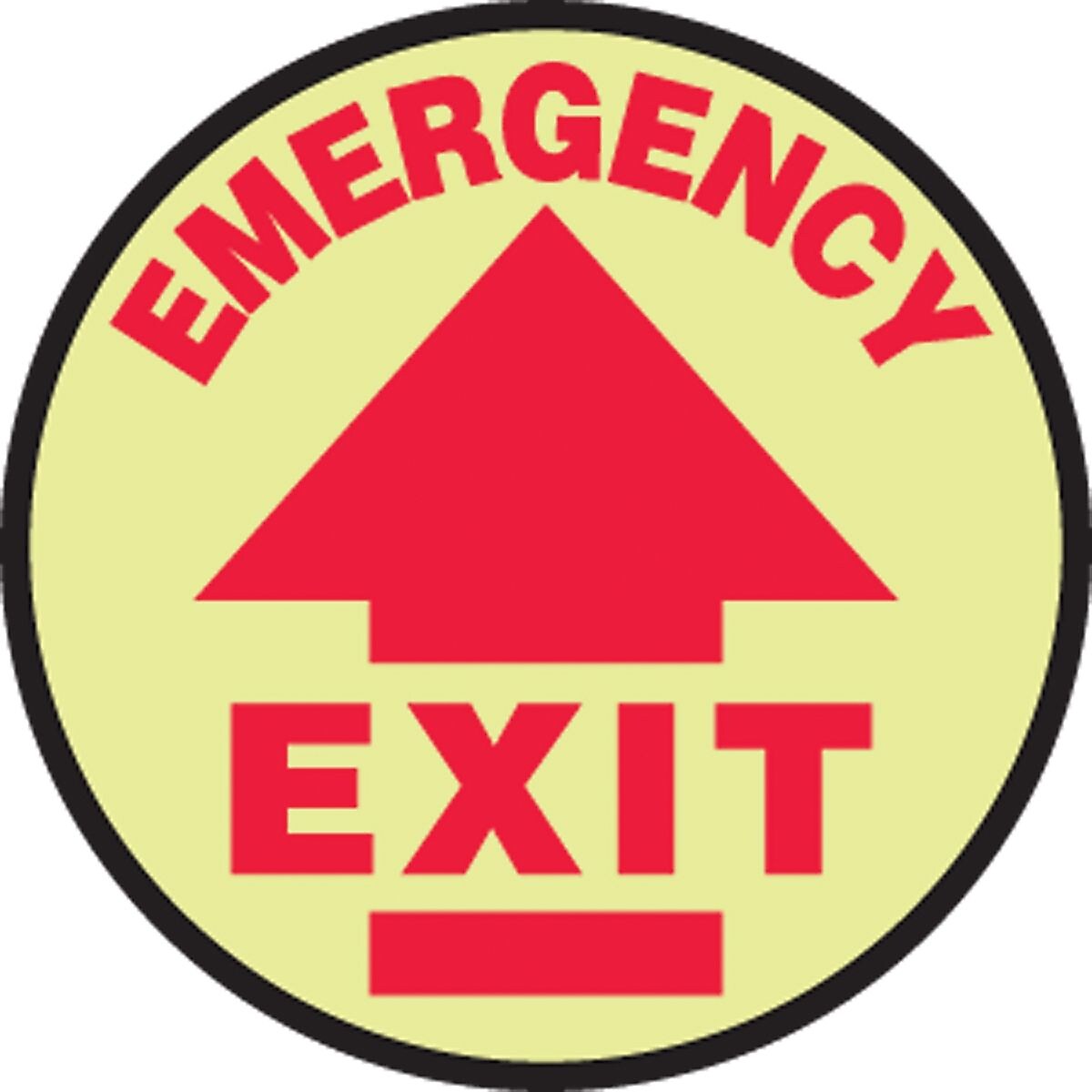 Accuform Slip-Gard EMERGENCY EXIT Round Floor Sign, Red/Yellow, 8"Dia. (MFS872)