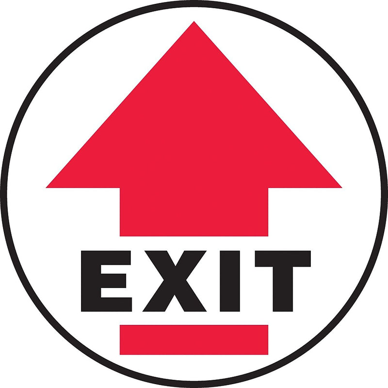 Accuform Signs® Slip-Gard™ EXIT Round Floor Sign, Black/Red/White, 17"Dia., 1/Pack