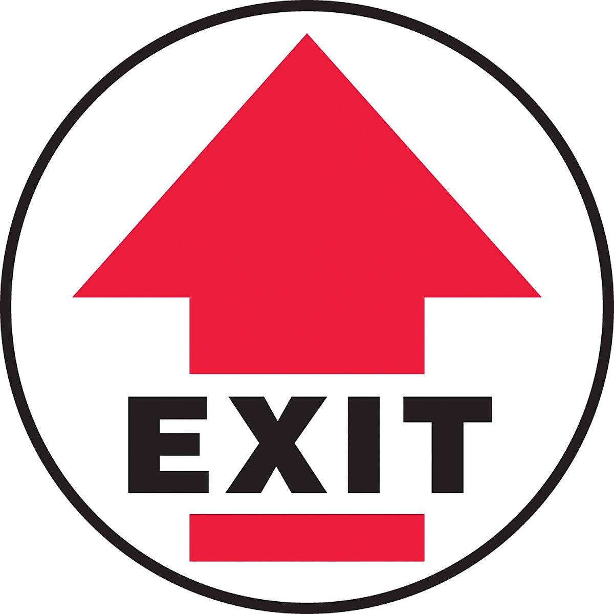 Accuform Slip-Gard EXIT Round Floor Sign, Black/Red/White, 8"Dia. (MFS1708)