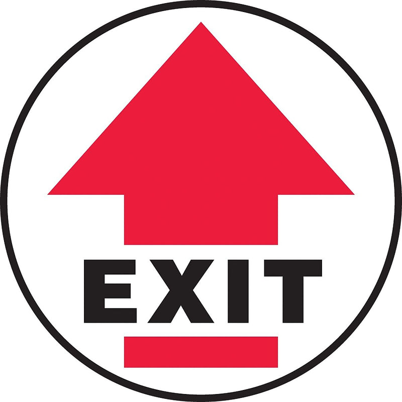 Accuform Slip-Gard EXIT Round Floor Sign, Black/Red/White, 8"Dia. (MFS1708)