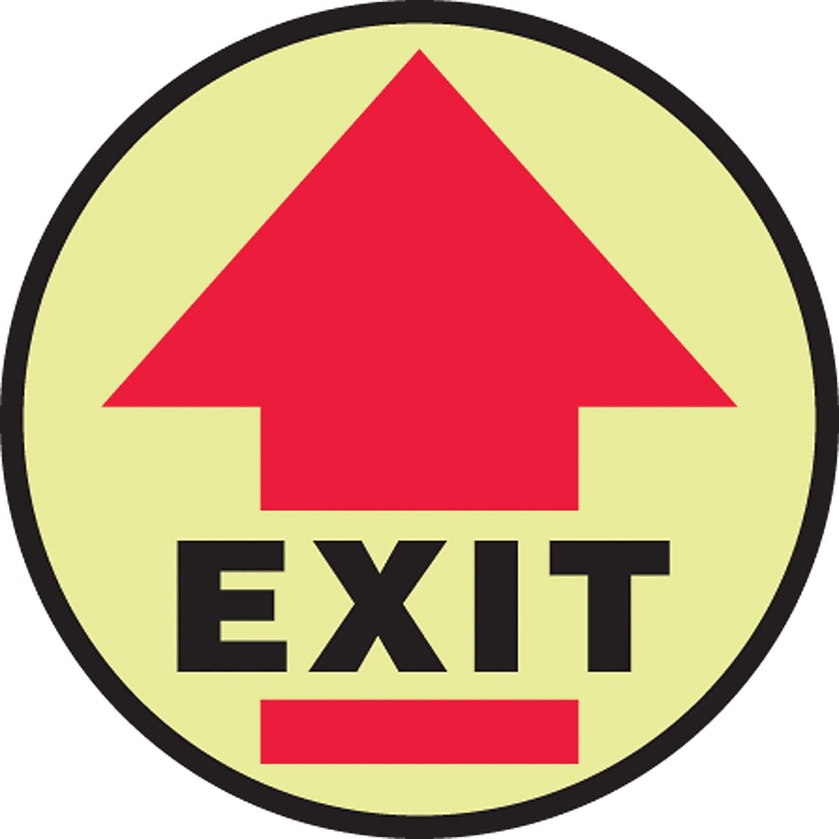 Accuform Slip-Gard EXIT Round Floor Sign, Black/Red/Yellow, 8"Dia. (MFSG1708)