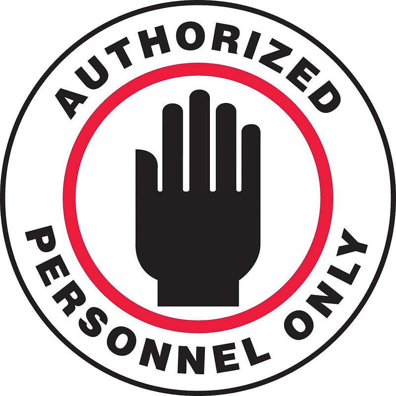 Accuform Slip-Gard AUTHORIZED PERSONNEL ONLY Round Floor Sign, Black/Red/White, 17"Dia. (MFS727)