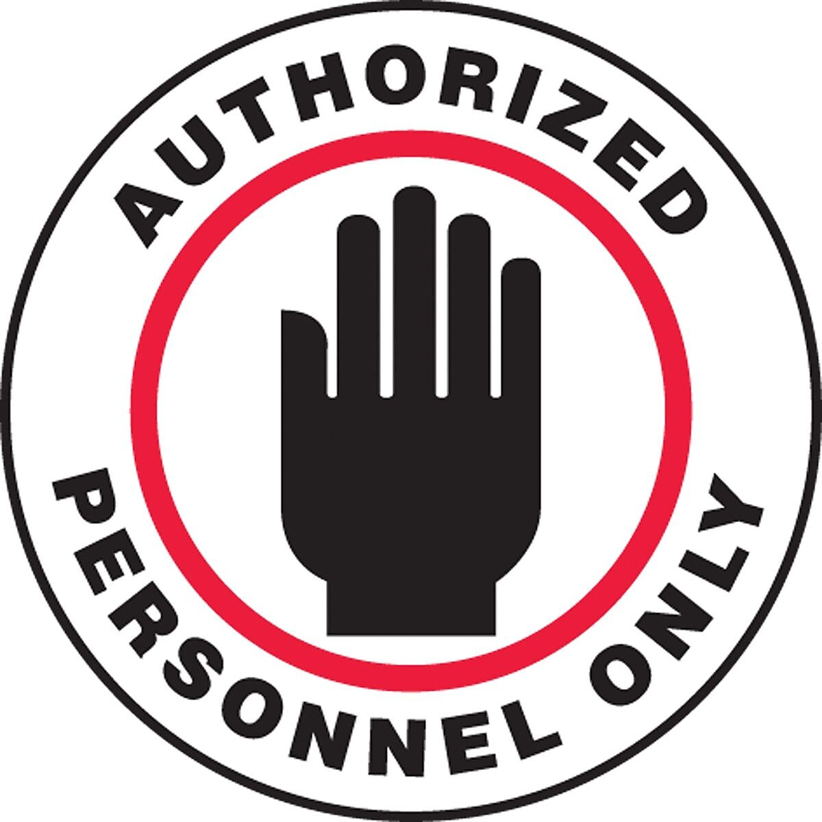 Accuform Slip-Gard AUTHORIZED PERSONNEL ONLY Round Floor Sign, Black/Red/White, 8"Dia. (MFS823)