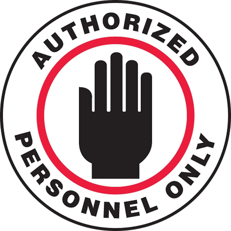 Accuform Slip-Gard AUTHORIZED PERSONNEL ONLY Round Floor Sign, Black/Red/White, 8"Dia. (MFS823)