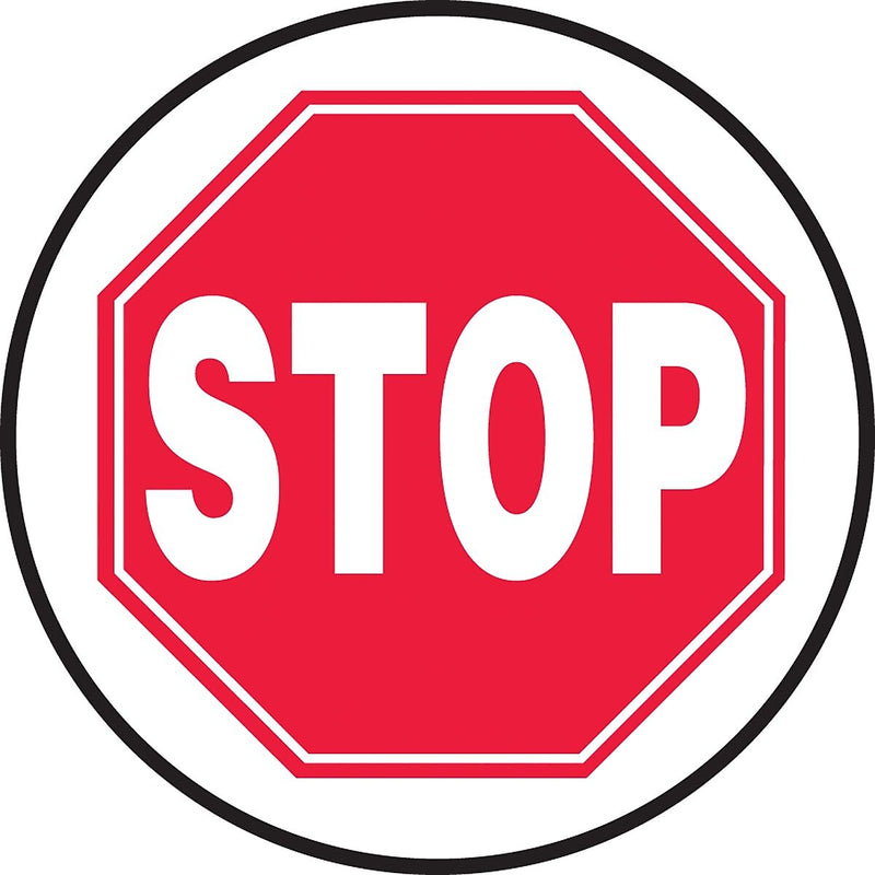Accuform Signs® Slip-Gard™ STOP Round Floor Sign, Red/White, 17"Dia., 1/Pack