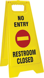 Accuform Signs® Slip-Gard™ NO ENTRY RESTROOM CLOSED 2 X Fold-Ups, Red/Black/Yellow, 25"H x 12"W