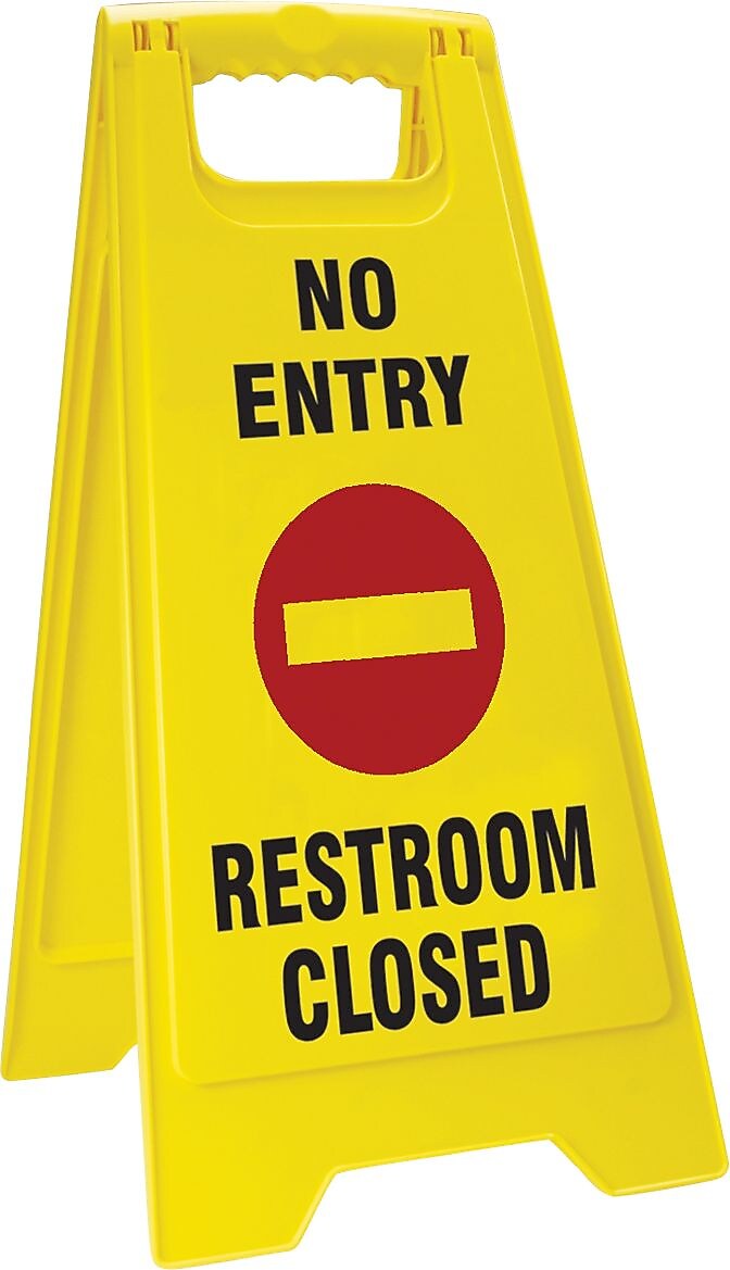 Accuform Signs® Slip-Gard™ NO ENTRY RESTROOM CLOSED 2 X Fold-Ups, Red/Black/Yellow, 25"H x 12"W