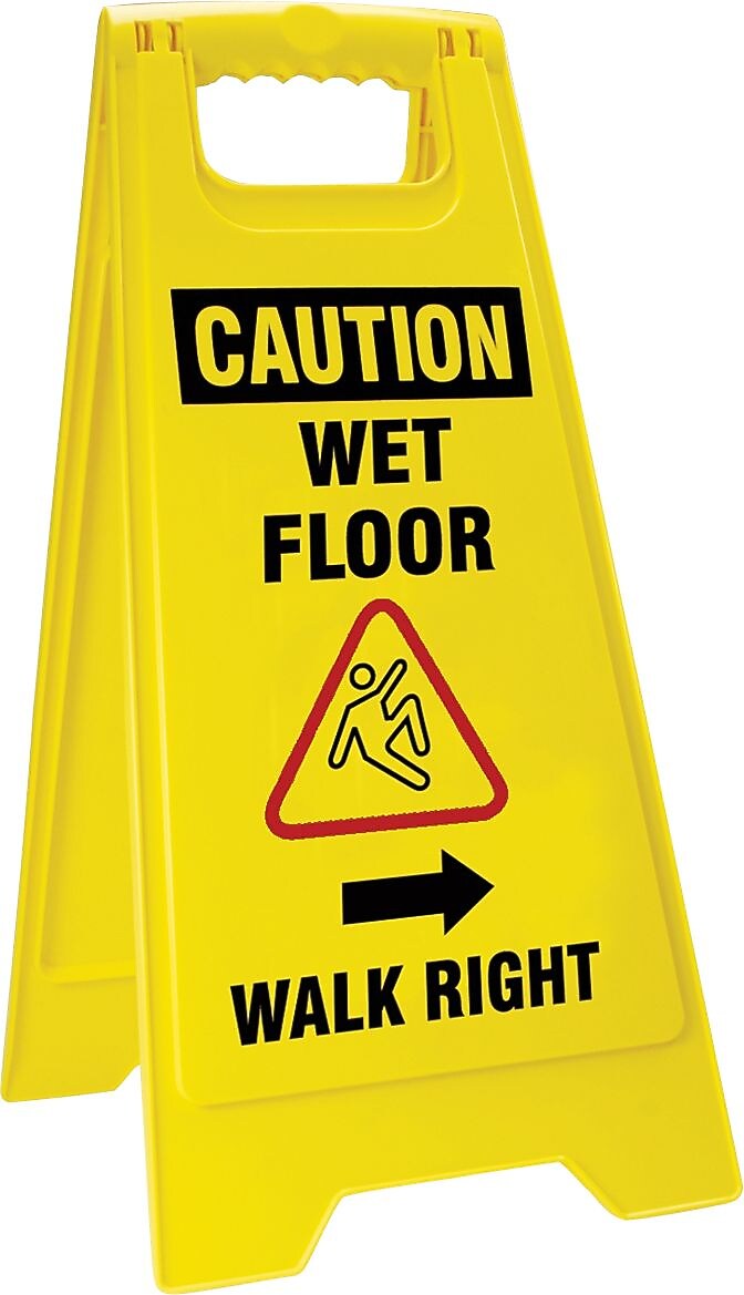 Accuform Slip-Gard CAUTION WET FLOOR WALK 2 X Fold-Ups, Red/Black/Yellow, 25"H x 12"W (PFW426)