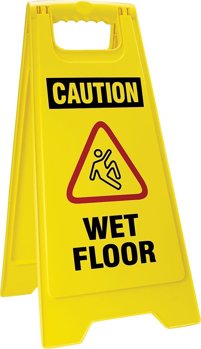Accuform Slip-Gard CAUTION WET FLOOR 2 X Fold-Ups, Red/Black/Yellow, 25"H x 12"W (PFW424)