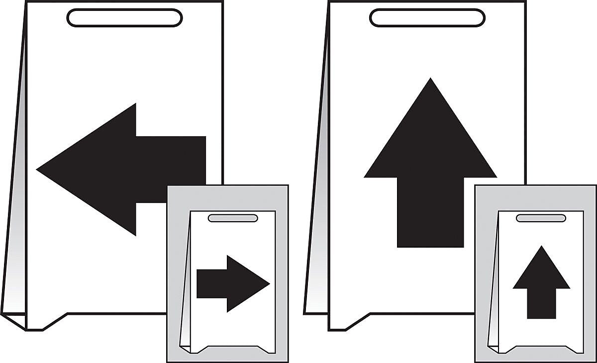 Accuform Slip-Gard Left/Right/Up Pictorial Reversible Fold-Ups, Black/White, 20"H x 12"W (PFE490)