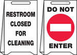 Accuform Signs® Slip-Gard™ RESTROOM CLOSED FOR CLEANING..Reversible Fold-Ups, Red/BLK/White, 20"x12"
