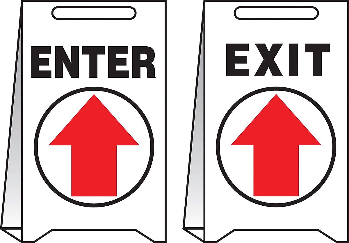 Accuform Slip-Gard ENTER/EXIT Reversible Fold-Ups, Red/Black/White, 20"H x 12"W (PFE426)