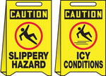 Accuform Slip-Gard CAUTION SLIPPERY HAZARD.. Reversible Fold-Ups, Red/Black/Yellow, 20"x12" (PFE419)