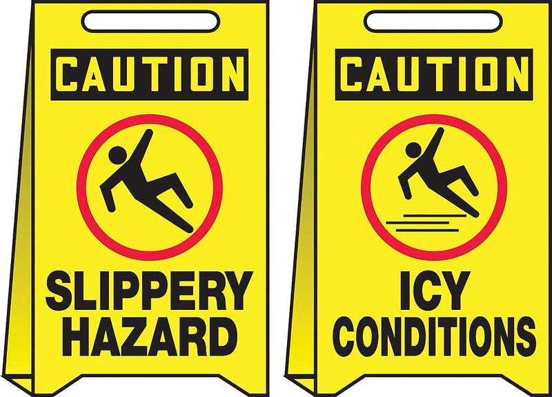 Accuform Slip-Gard CAUTION SLIPPERY HAZARD.. Reversible Fold-Ups, Red/Black/Yellow, 20"x12" (PFE419)