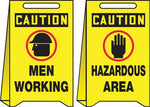 Accuform Slip-Gard CAUTION MEN WORKING.. Reversible Fold-Ups, Red/Black/Yellow, 20"H x 12"W (PFE403)