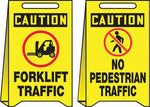 Accuform Signs® Slip-Gard™ CAUTION FORKLIFT TRAFFIC.. Reversible Fold-Ups, Red/Black/Yellow, 20"x12"