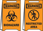 Accuform Signs® Slip-Gard™ WARNING BIOHAZARD/WARNING.. Reversible Fold-Ups, Black/Orange, 20" x 12"