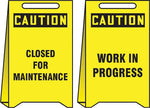 Accuform Slip-Gard CAUTION CLOSED FOR MAINTENANCE..Reversible Fold-Ups, Red/BLK/YLW, 20"x12" (PFE424)