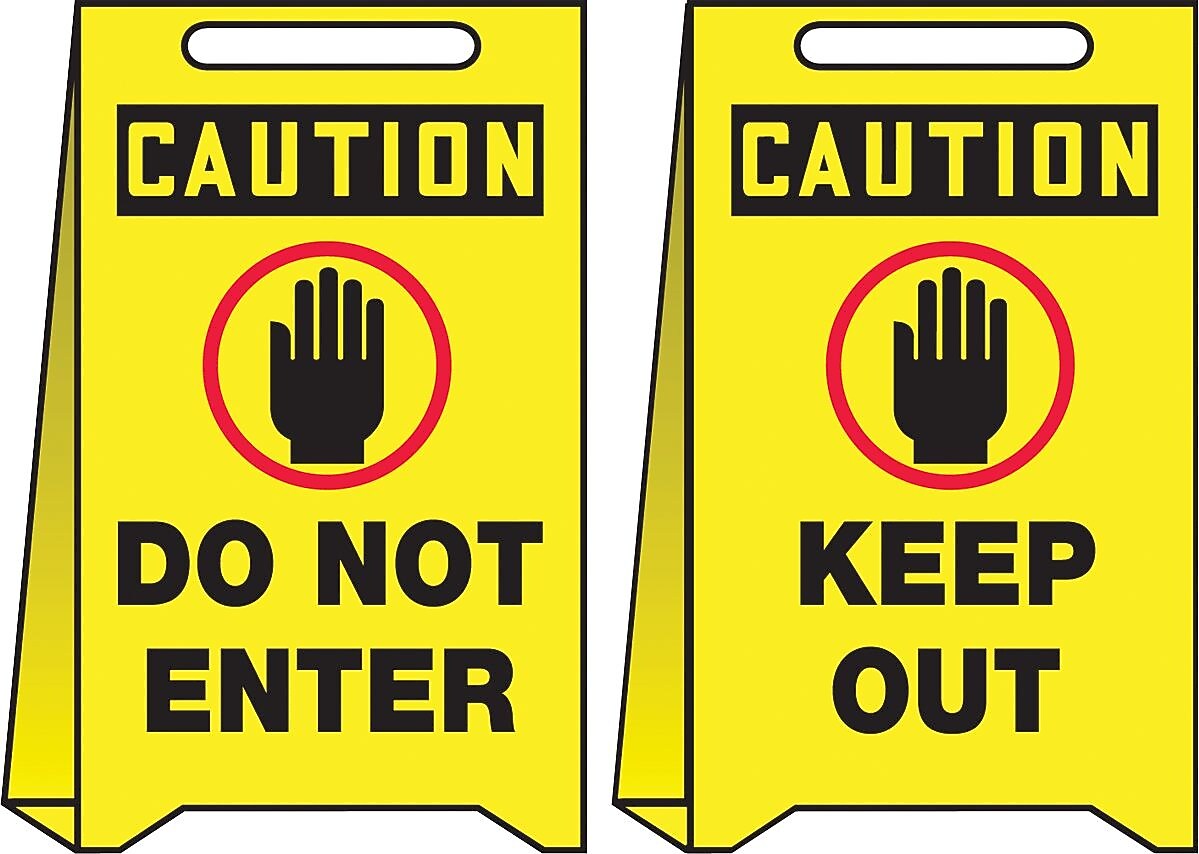Accuform Signs® Slip-Gard™ CAUTION DO NOT ENTER/CAUTION..Reversible Fold-Ups, Red/BLK/YLW, 20"x12"