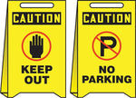 Accuform Signs® Slip-Gard™ CAUTION KEEP OUT/CAUTION NO..Reversible Fold-Ups, Red/BLK/Yellow, 20"x12"