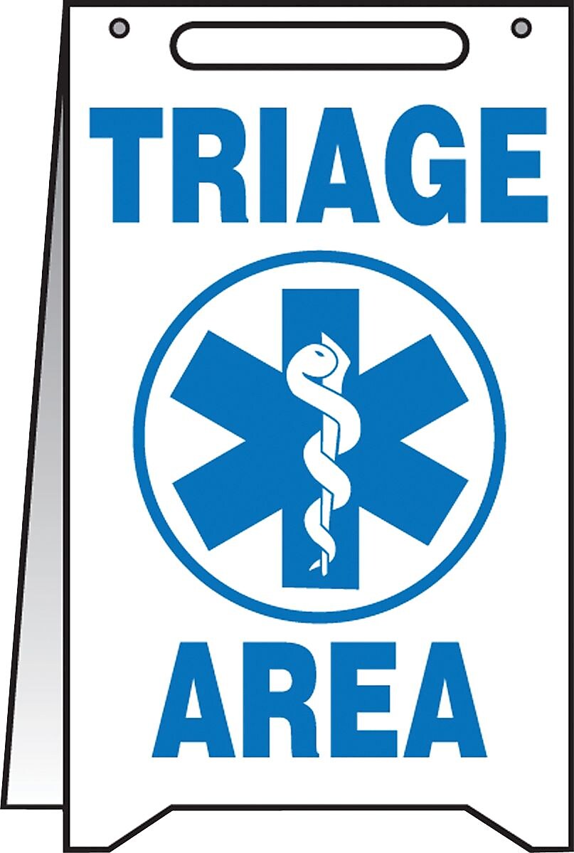 Accuform Slip-Gard TRIAGE AREA Fold-Ups, Blue/White, 20"H x 12"W (PFR240)