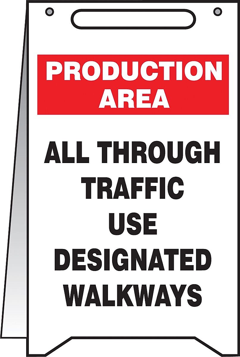 Accuform Slip-Gard PRODUCTION AREA ALL THROUGH.. Fold-Ups, Black/Red/White, 20"H x 12"W (PFR638)