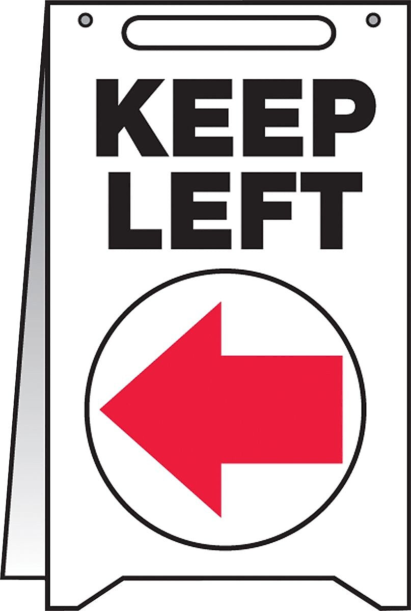 Accuform Signs® Slip-Gard™ KEEP LEFT Fold-Ups, Red/Black/White, 20"H x 12"W, 1/Pack