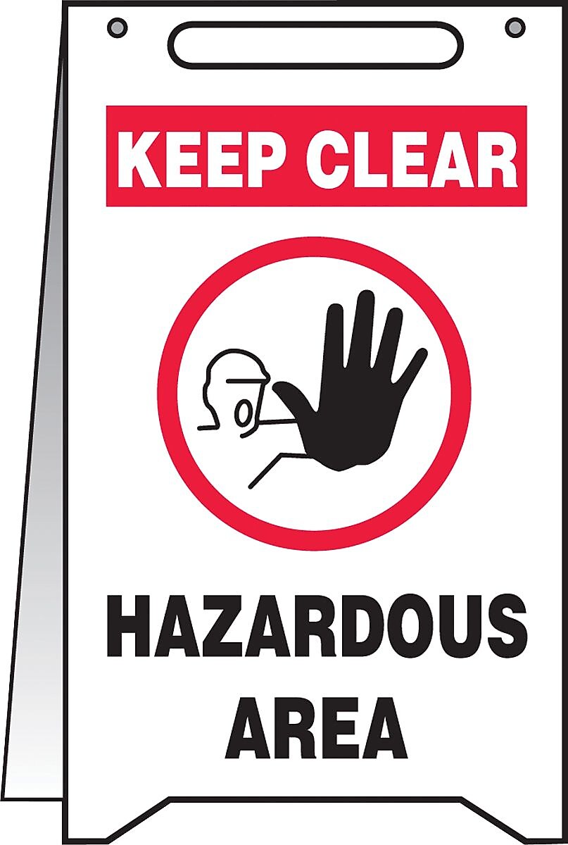 Accuform Slip-Gard KEEP CLEAR HAZARDOUS AREA Fold-Ups, Black/Red/White, 20"H x 12"W (MF109)
