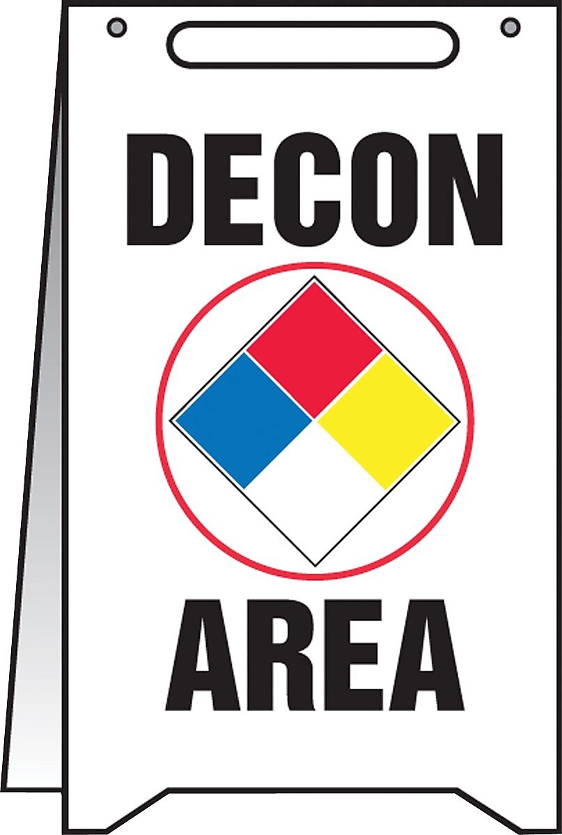 Accuform Slip-Gard DECON AREA Fold-Ups, Black/White, 20"H x 12"W (PFR242)