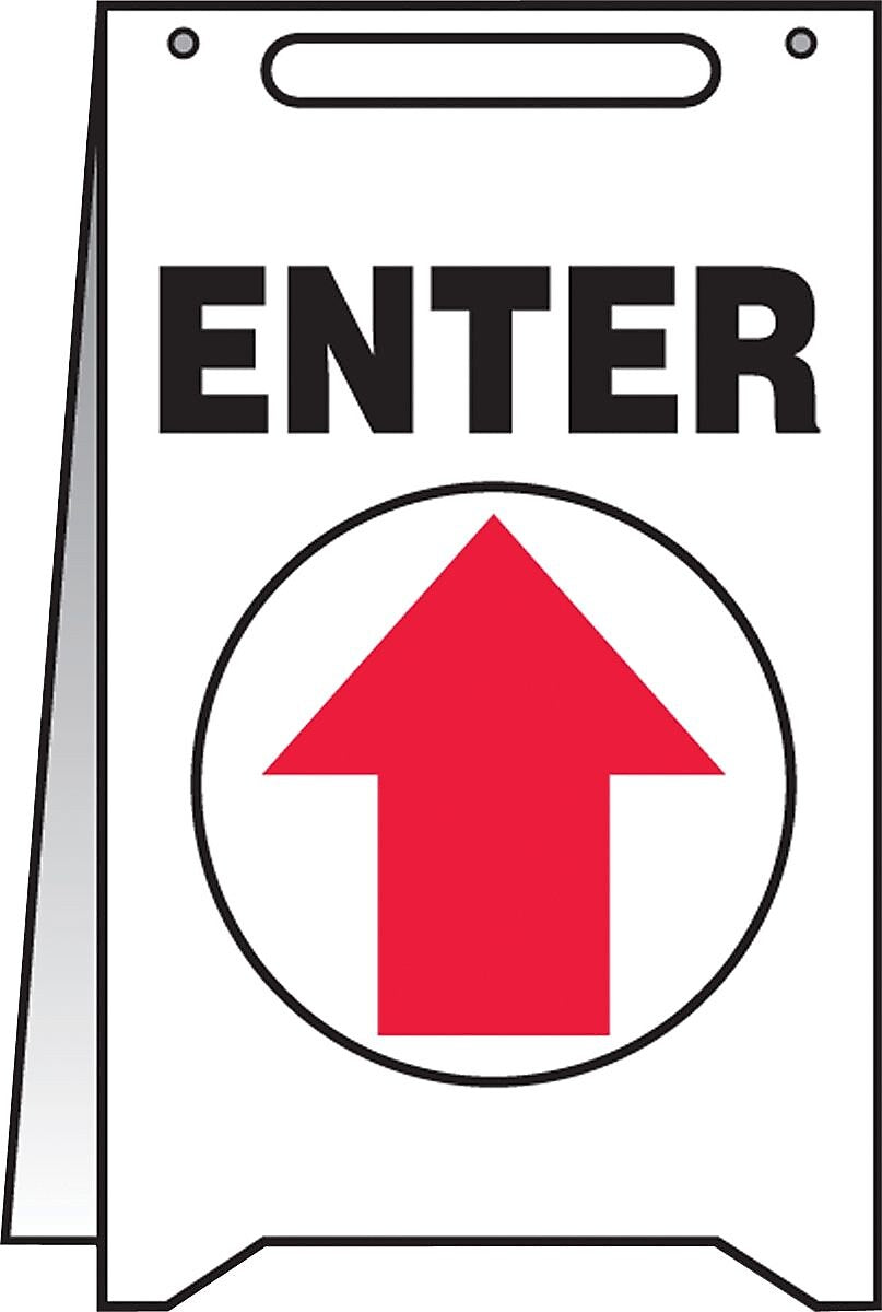 Accuform Slip-Gard ENTER Fold-Ups, Red/Black/White, 20"H x 12"W (PFR226)